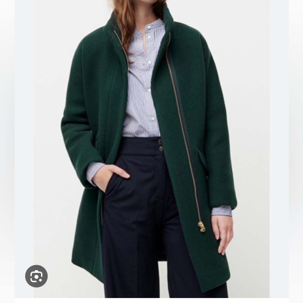 J. Crew Cocoon Coat in Forrest Green